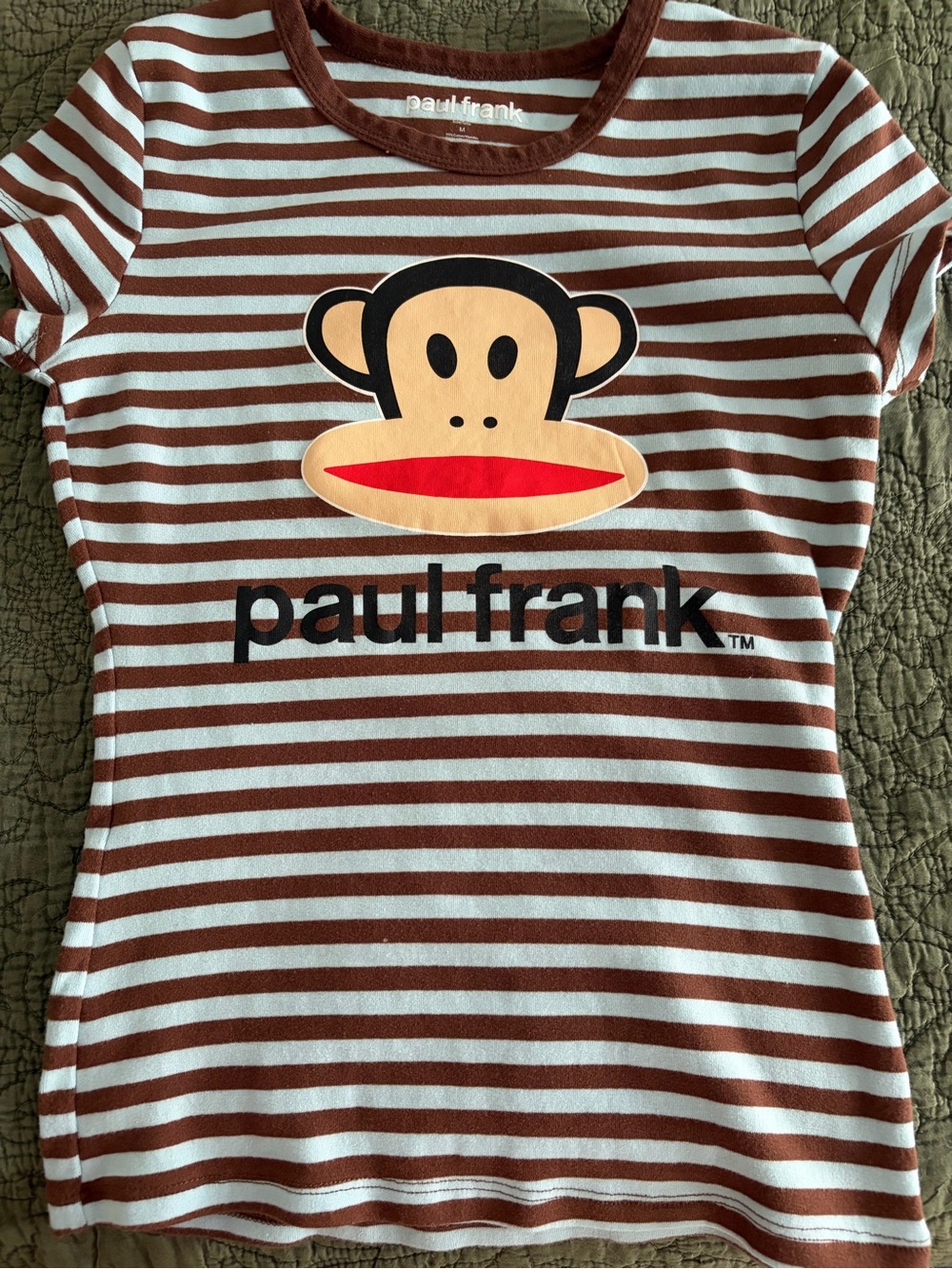 Paul Frank Brown & White Striped Monkey Graphic Tee